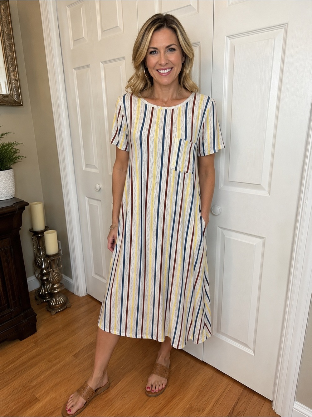 NWT Lularoe Carly Dress stripes Size M